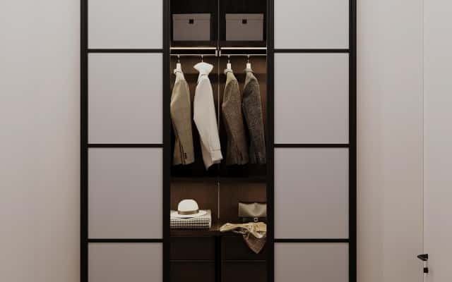 Stylowy hol w domu w stylu japońskim: nowoczesne meble, minimalizm, naturalne światło.