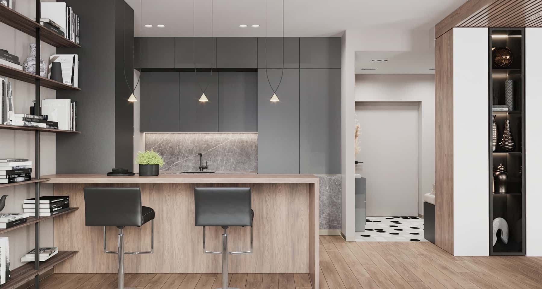 Loftowe Home Office Trendy aranżacje wnętrz 2026: Nowoczesny loft z miejscem do pracy przy oknie