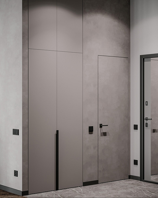 Jasny salon z szarym диванem, dywanem i roślinami w stylu skandynawskim 2026.