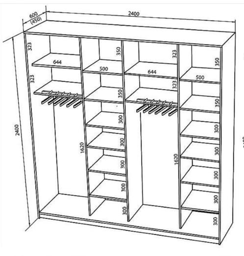 Wnętrze szafy przesuwnej: półki, drążki - organizacja idealna szafy do sypialni.