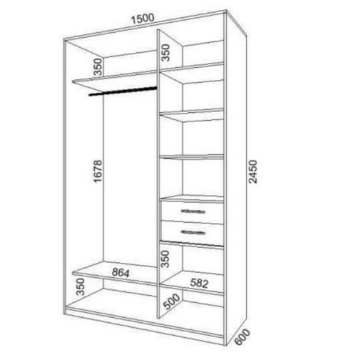 Funkcjonalne wnętrze szafy Wnętrze szafy: półki, drążki i szuflady, idealne do przechowywania ubrań