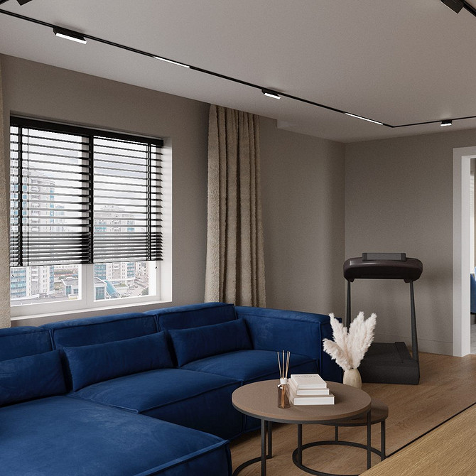 Niebieska sofa z wodoodporną tkaniną. Idealna do salonu z dziećmi.