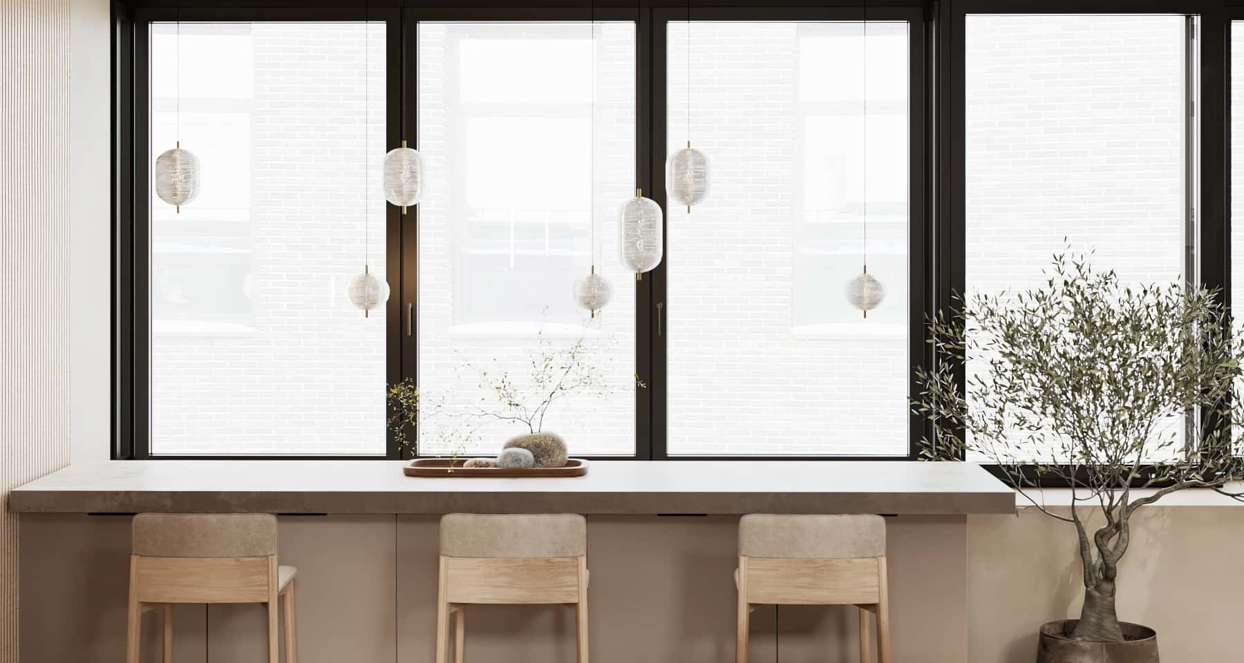 Japoński minimalizm w mieszkaniu: proste meble i naturalne światło w stylu Japandi.