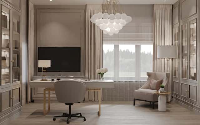 Detal ma znaczenie Detal neoklasycznego wnętrza: eleganckie listwy przypodłogowe i dekoracyjne elementy ścienne.