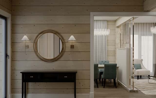 Harmonia stylów Neoklasyczne wnętrze z elementami nowoczesnymi, tworząc harmonijną i stylową przestrzeń.