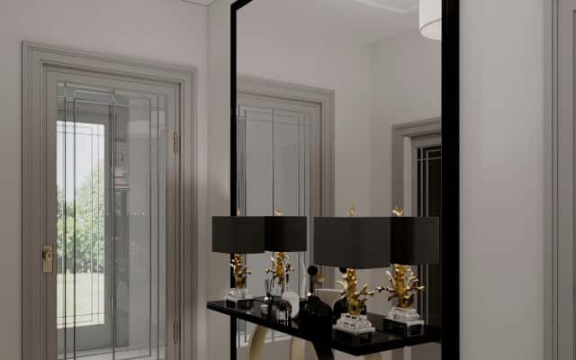 Światło i Klasa Jasny neoklasyczny salon z wygodnymi meblami i naturalnym światłem - inspiracja 2026.