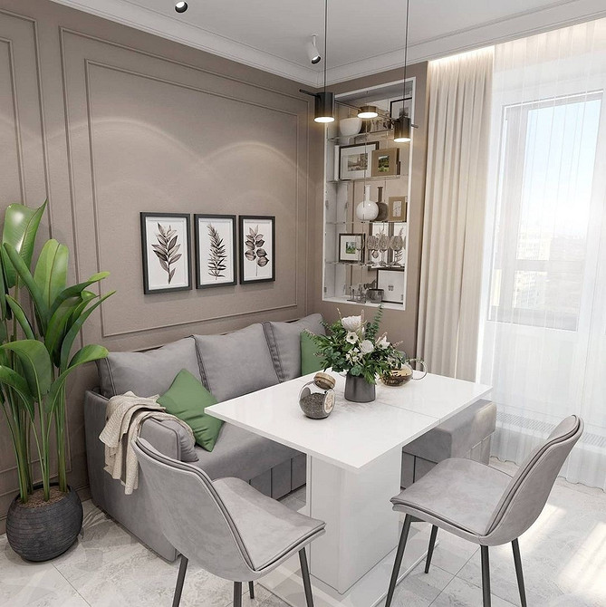 Jasny narożnik kuchenny w małej kuchni optycznie powiększa przestrzeń w stylu skandynawskim.