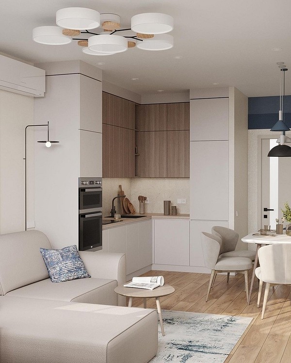 Narożnik kuchenny z kolorowymi poduszkami jako akcent w aranżacji. Ożywienie kuchni.