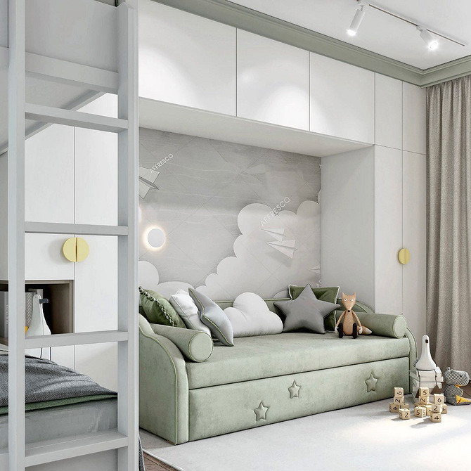 Minimalistyczna zieleń Zielona kanapa w minimalistycznym wnętrzu z akcentem na tekstylia i kolory.