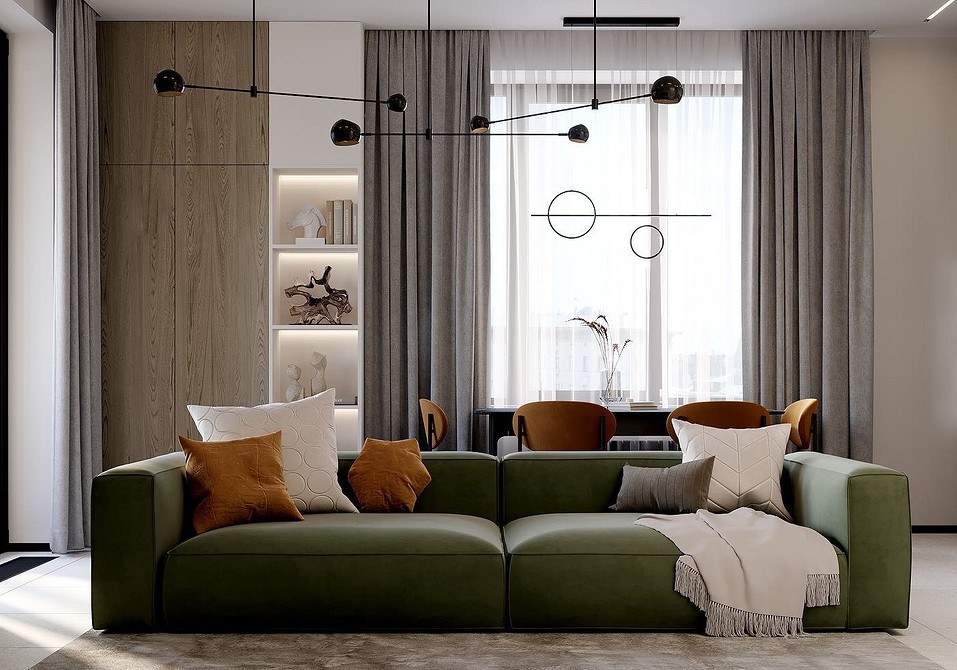 Zielona sofa - trendy Zielona sofa w aranżacji wnętrza – nowoczesne trendy i praktyczne wskazówki.