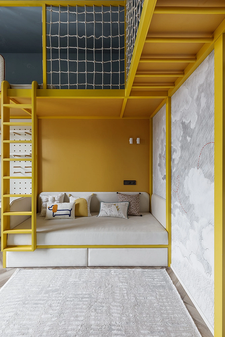 Sofa do pokoju dziecka Przytulny sofa do pokoju dziecięcego: bezpieczne materiały i radosna kolorystyka.