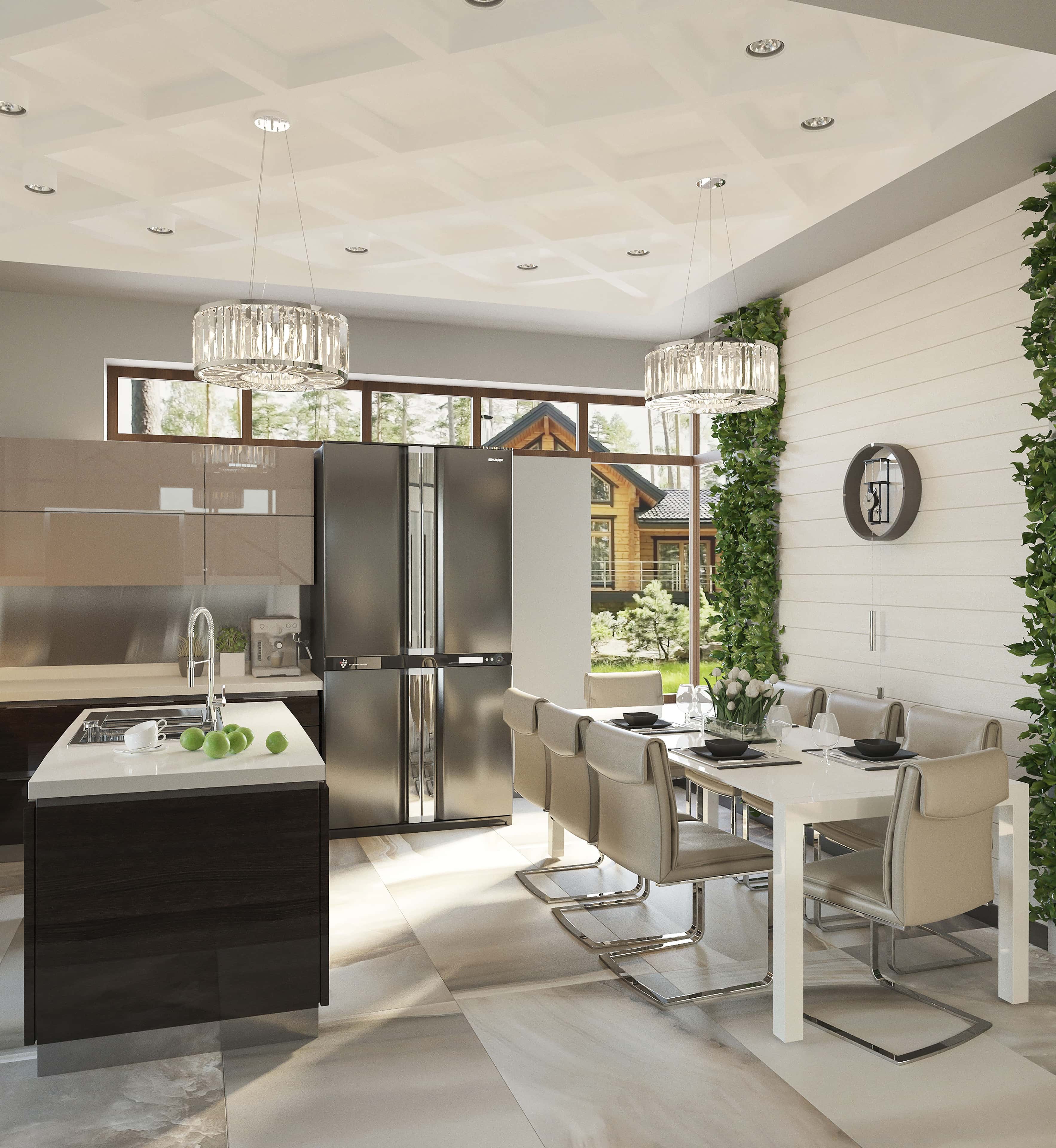 Okna panoramiczne podkreślają piękno naturalnego krajobrazu w nowoczesnym domu 2026.