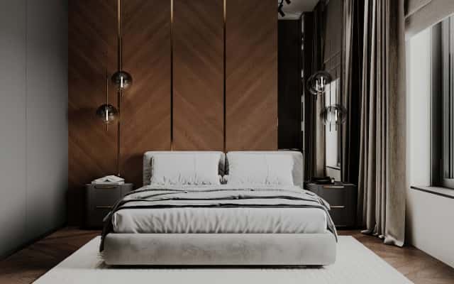 Nowoczesny azyl Nowoczesny design wnętrza podkreślony przez subtelne oświetlenie i designerskie meble, tworząc harmonijną przestrzeń.