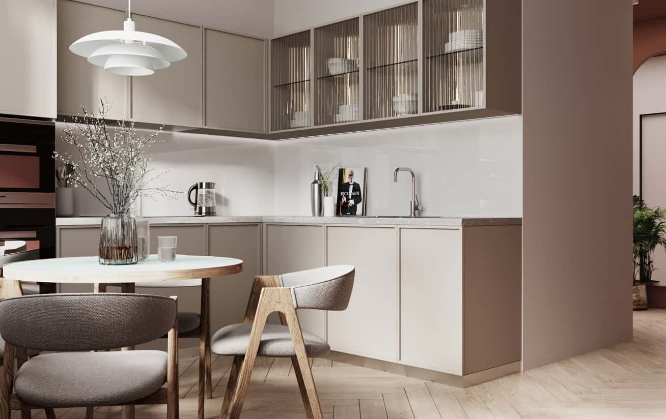 Przestronne wnętrze Przestronne i funkcjonalne wnętrze trzypokojowego mieszkania w nowoczesnym stylu.