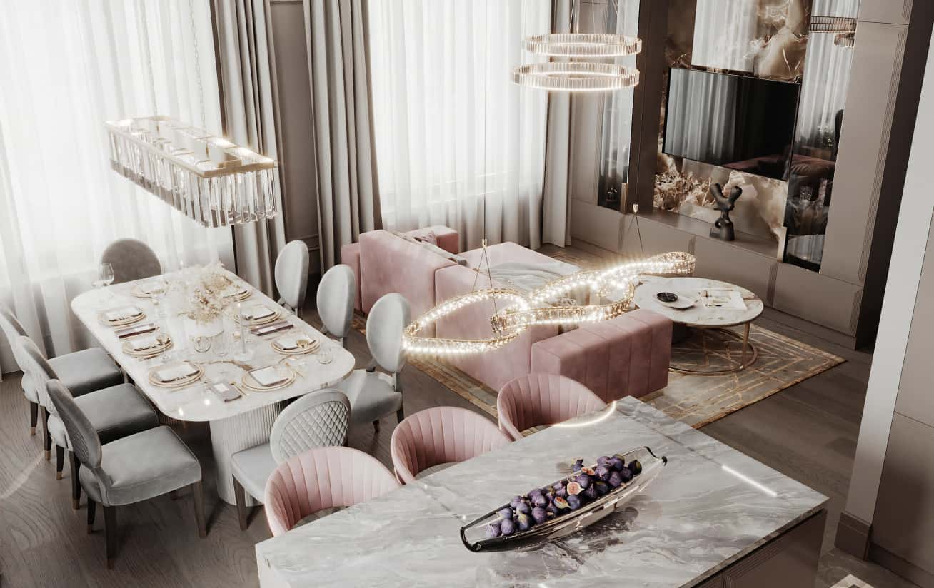 Art Deco 2026 Nowoczesny elitarny design apartamentu w Kijowie, inspirowany stylem Art Deco 2026.