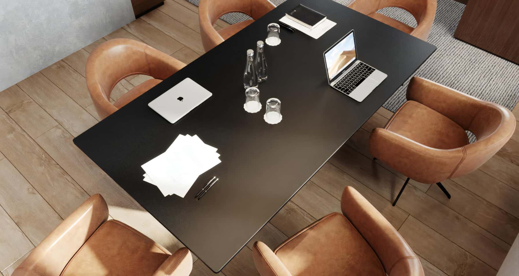 Nowoczesny design biura po remoncie, z elementami stylu minimalistycznego.