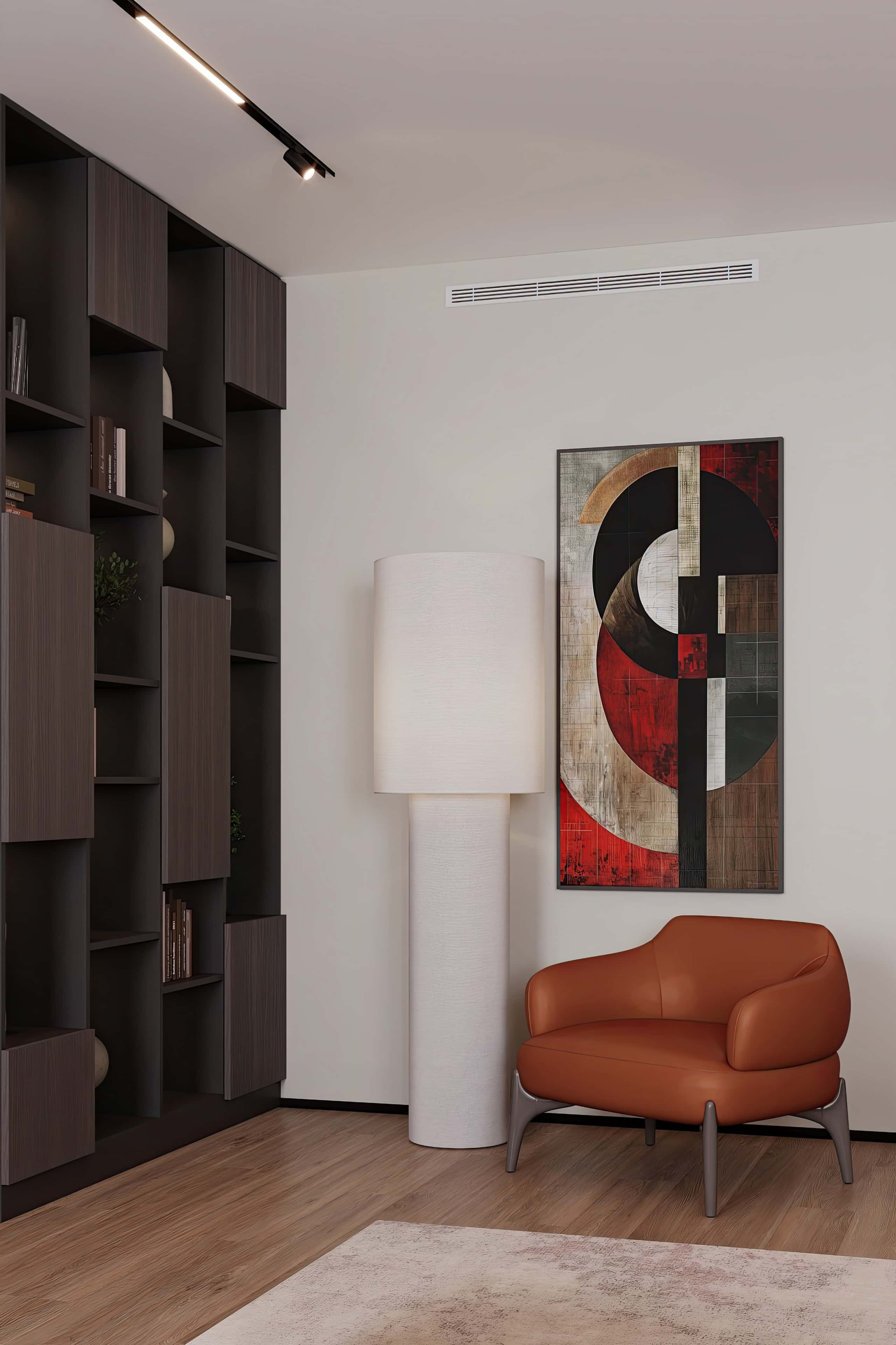 Projektowanie wnętrz 2026: Jasny salon w stylu eklektycznym z akcentami kolorystycznymi.