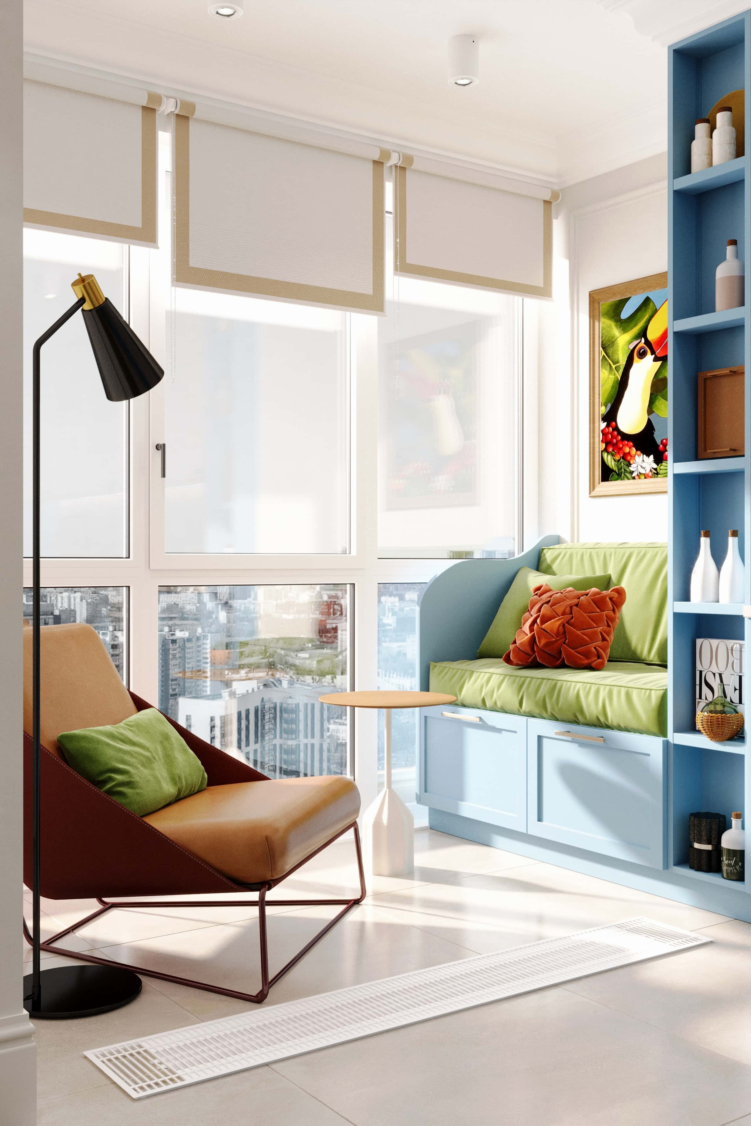 Kolorowa sypialnia 2026 Jasne wnętrze sypialni 2026: eklektyczny styl z kolorową narzutą i poduszkami.