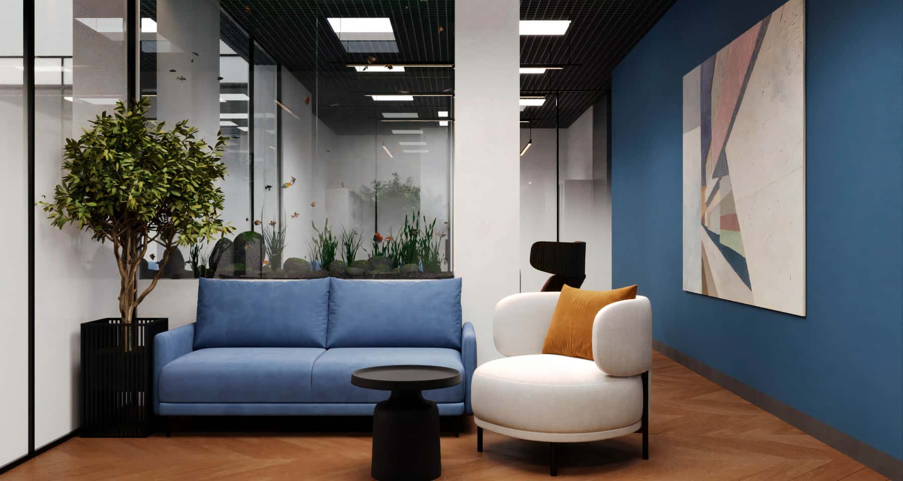 Kapitalny remont biura z dużymi oknami i naturalnym oświetleniem, Kijów 2026.