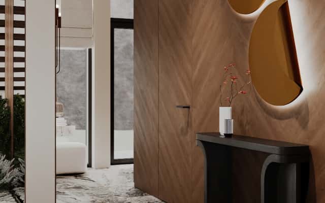 Minimalizm w Kuchni Nowoczesny design wnętrz 2026: minimalistyczna kuchnia z elementami naturalnego drewna