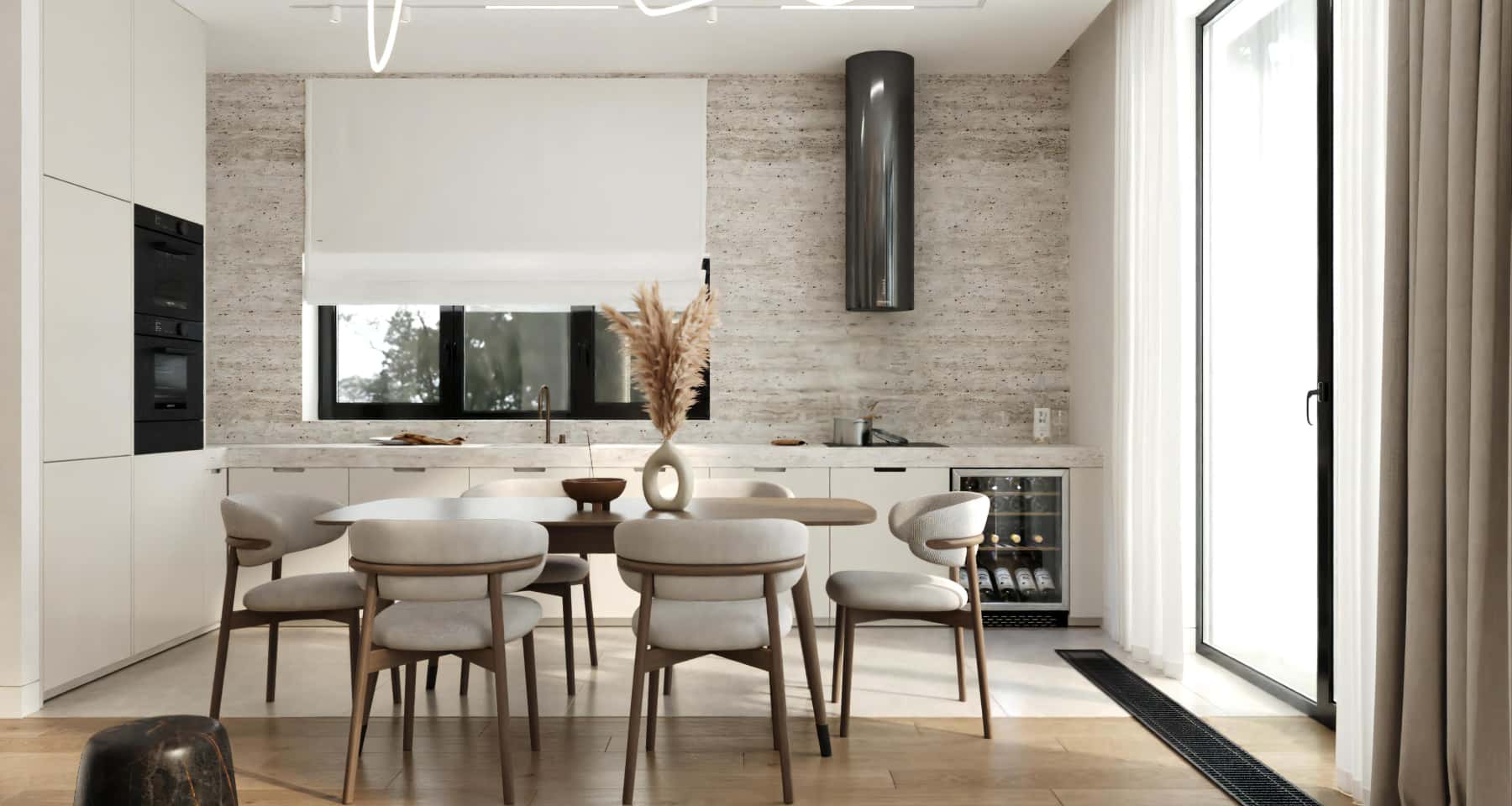 Wnętrze salonu w stylu skandynawskim 2026 z akcentem na jasne kolory i przestrzeń.