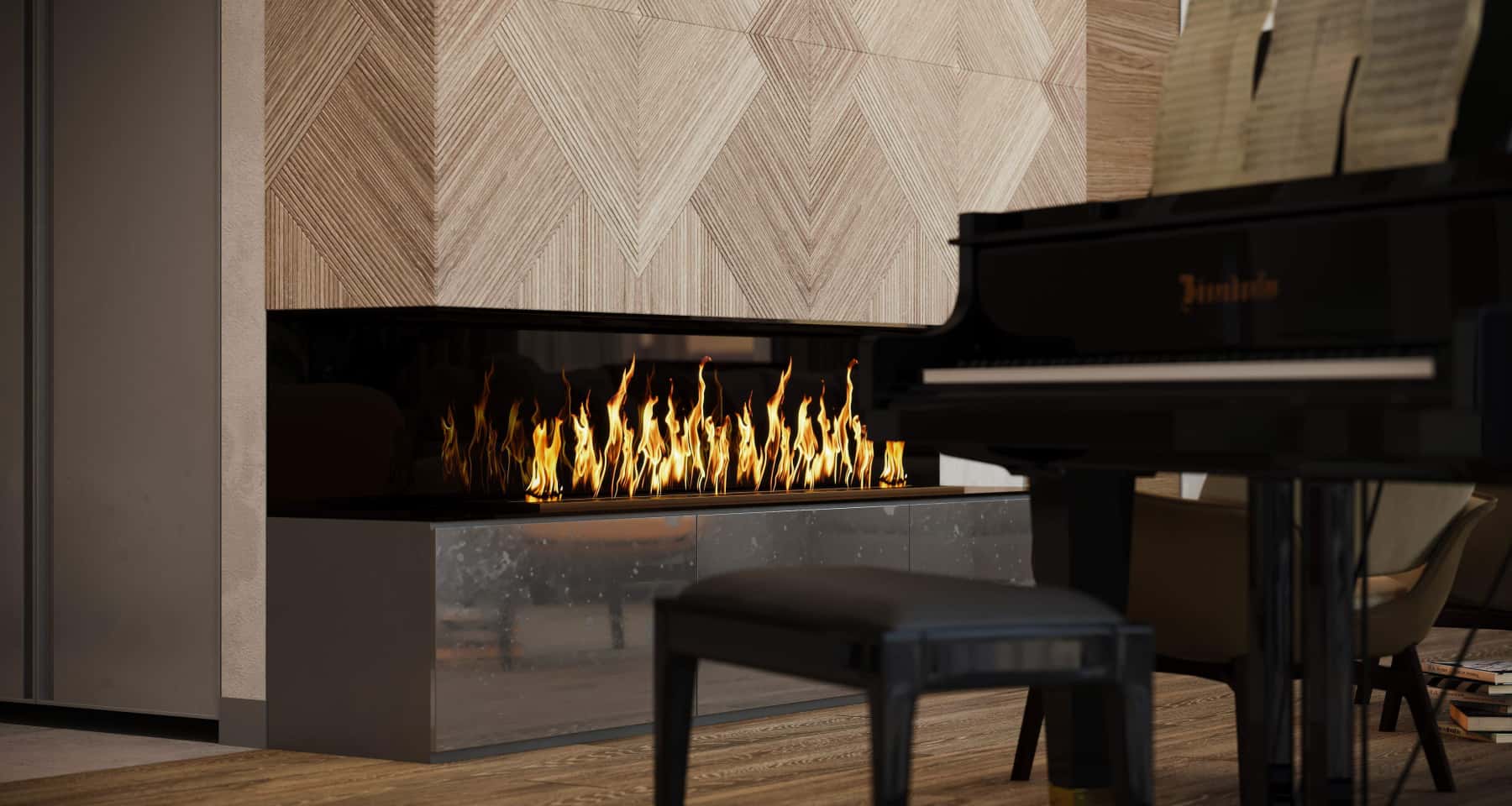 Aranżacja 4-pokojowego mieszkania w nowoczesnym stylu skandynawskim z naturalnym drewnem i roślinami.