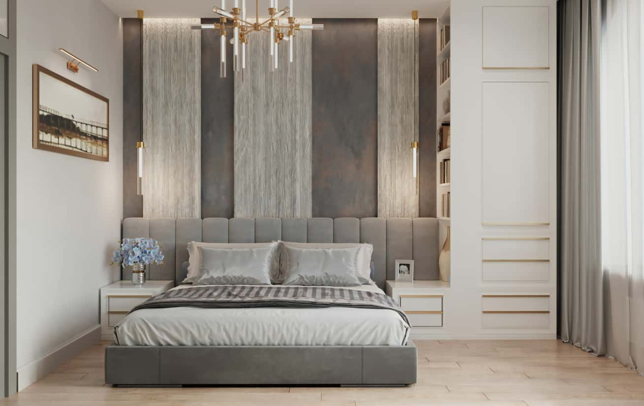 Aranżacja 4-pokojowego mieszkania w nowoczesnym stylu z elementami naturalnymi.