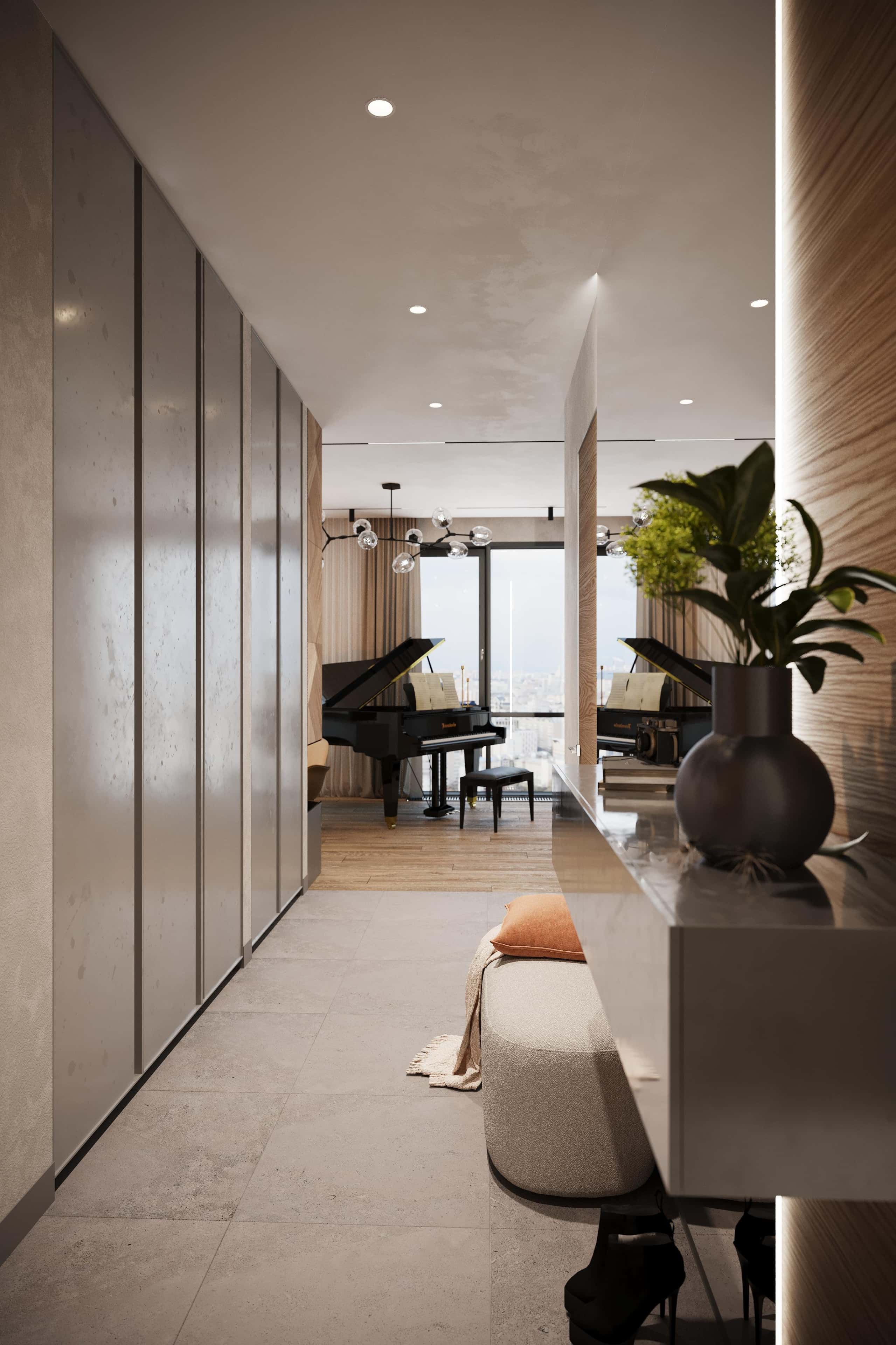 Design 4-pokojowego mieszkania: balkon z roślinami jako przedłużenie przestrzeni mieszkalnej