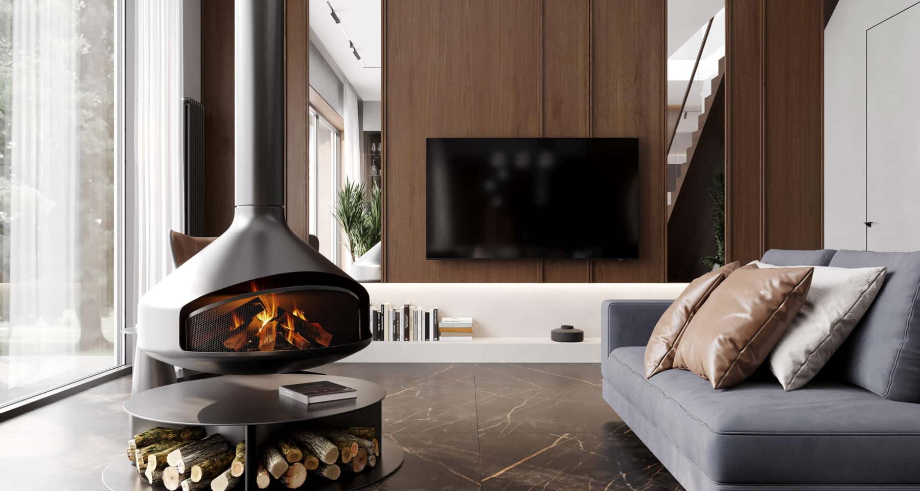 Inspirujący Design Inspiracje dla projektowania wnętrz dużych domów w stylu nowoczesnym z marmurem