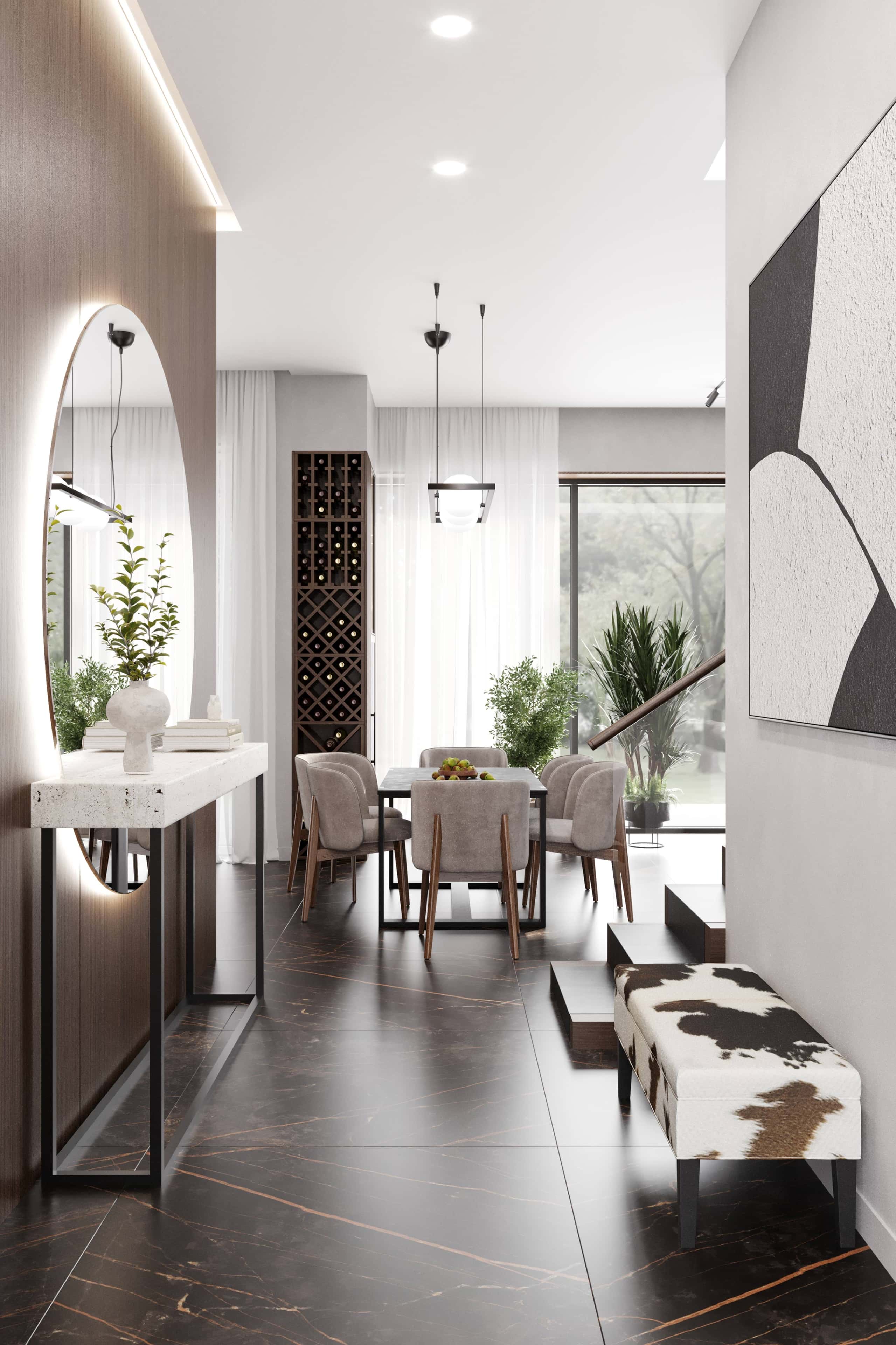 Duże okna w nowoczesnym domu 2026 wpuszczają mnóstwo naturalnego światła.