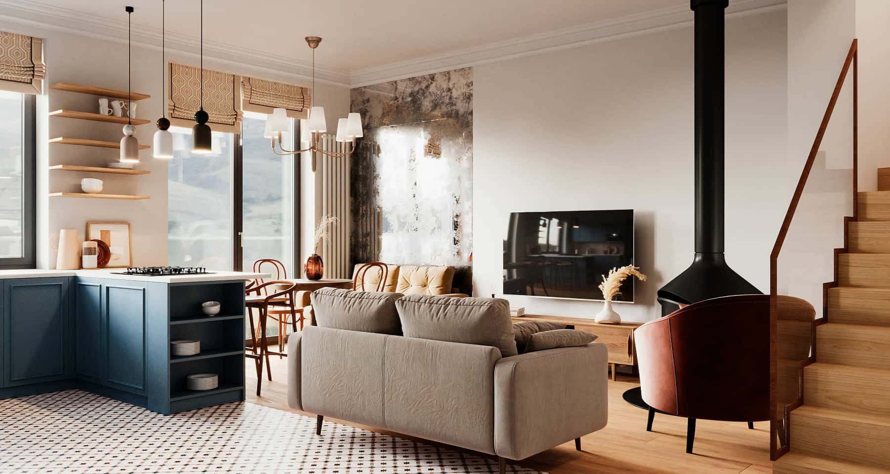 Projekt domu w stylu nowoczesnym 2026: minimalizm, naturalne materiały i duże okna tarasowe.