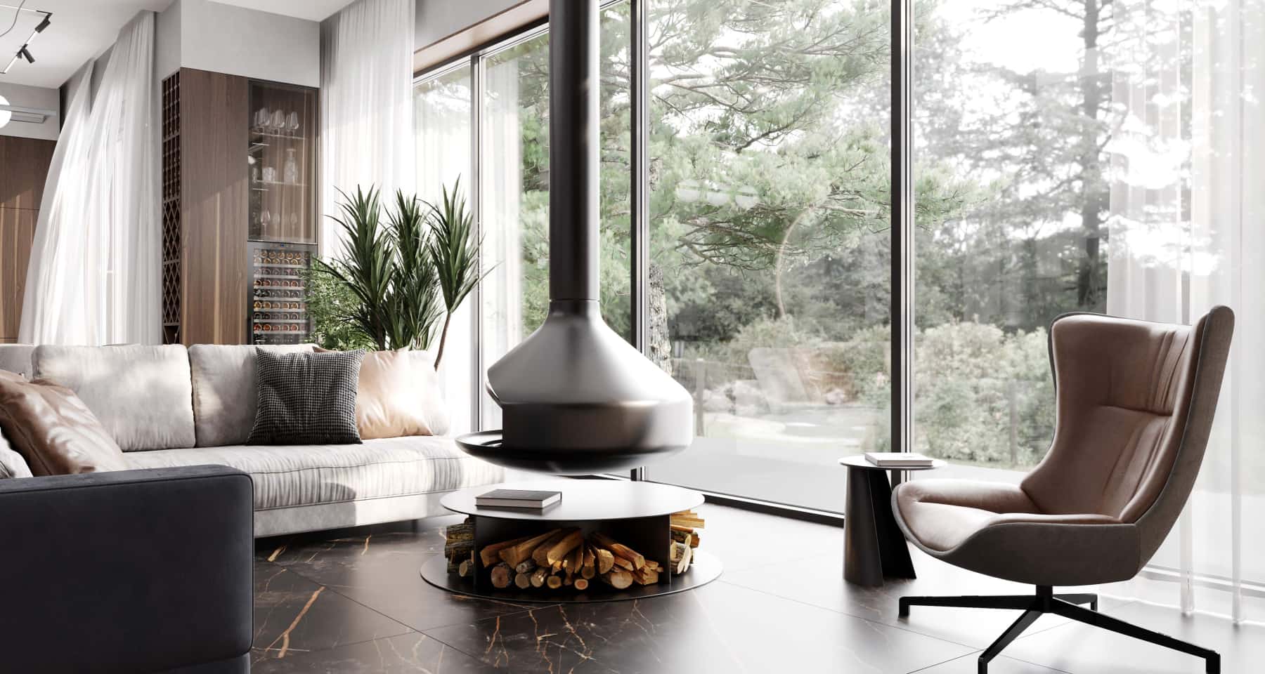 Projektowanie domu w stylu nowoczesnym 2026: taras z meblami ogrodowymi i naturalną roślinnością.