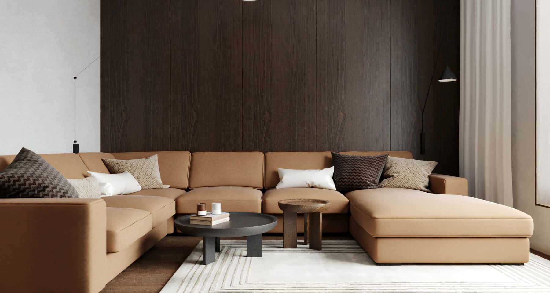 Elegancki salon w ciemnych tonach z kominkiem w luksusowym wydaniu 2026.