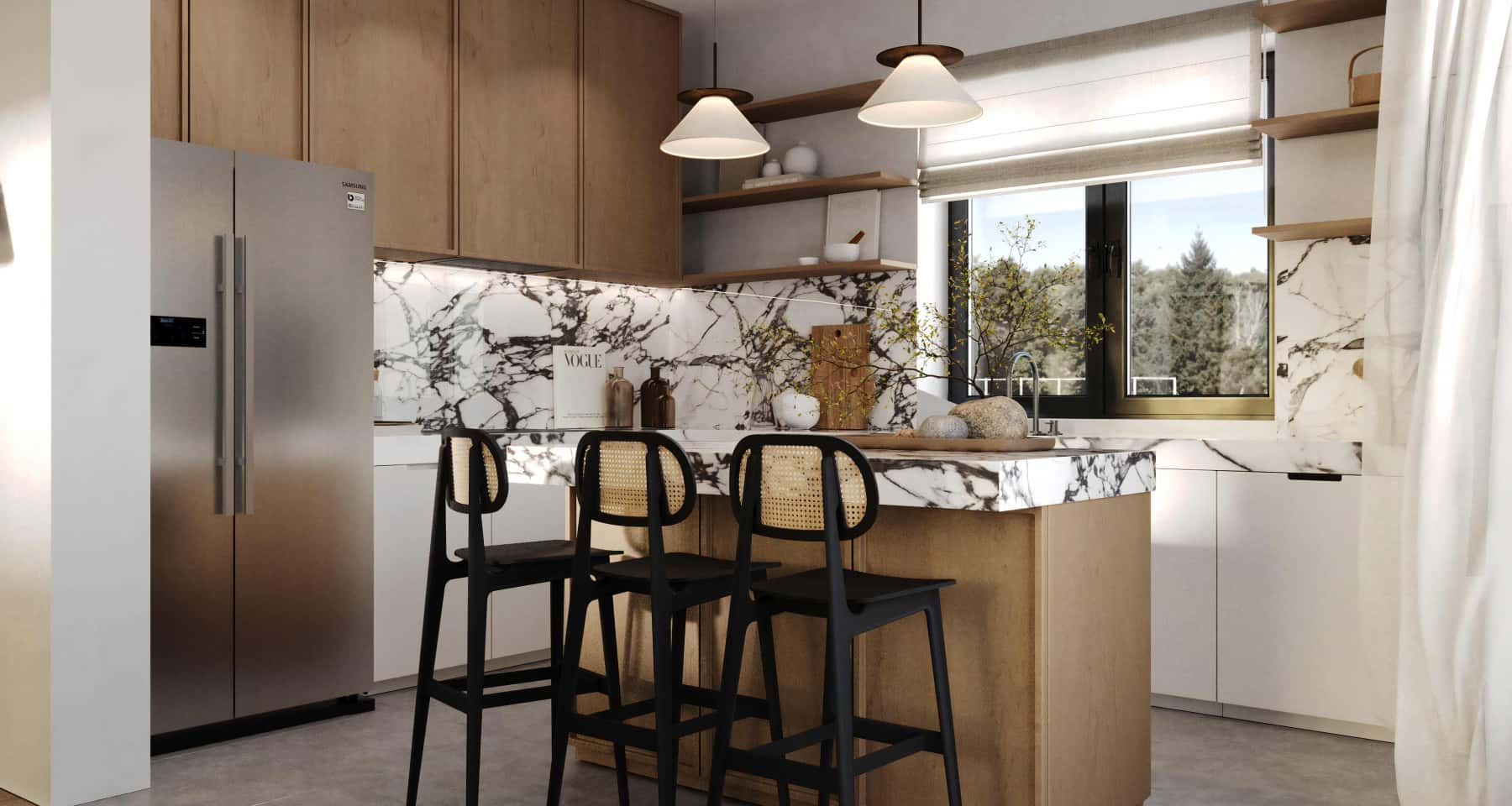 Beżowe wnętrze domu 2026 w stylu neoklasycznym z naturalnymi materiałami.