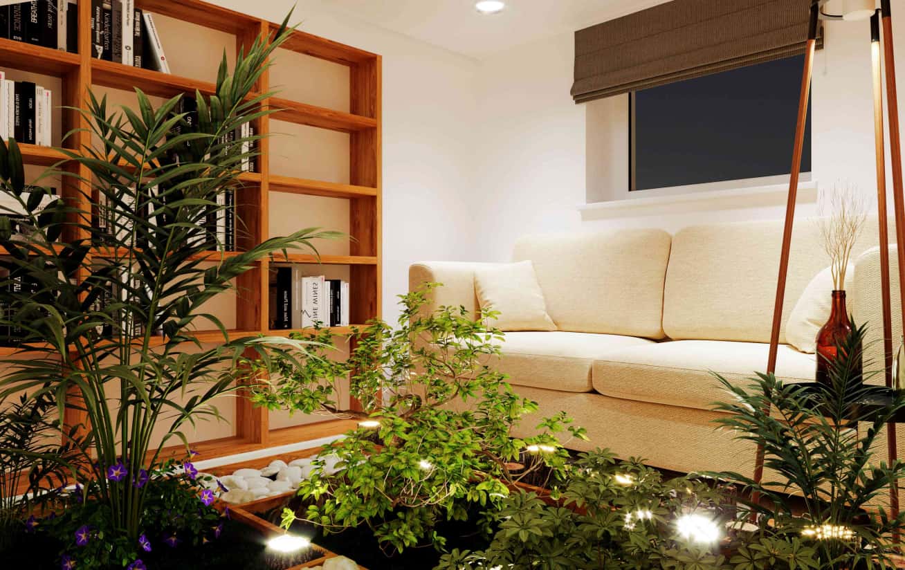 Projekt beżowego wnętrza domu w stylu neoklasycznym na 2026 rok.