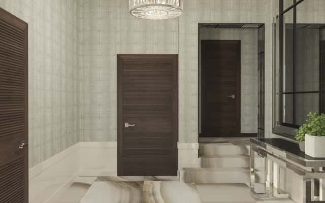 Beżowe wnętrze domu 2026 w stylu neoklasycznym z naturalnymi materiałami.