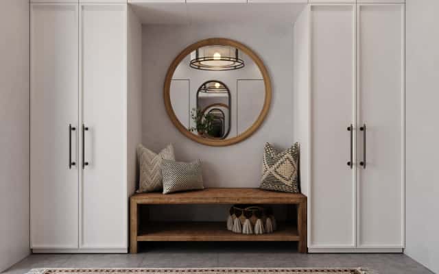 Projekt beżowego wnętrza domu 2026 z elementami stylu neoklasycznego