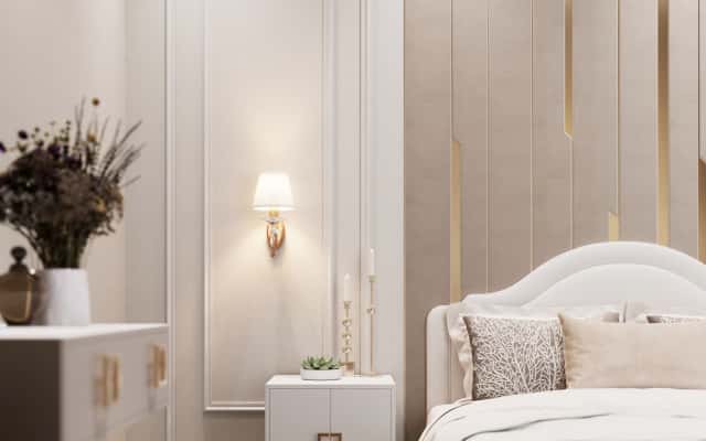 Inspiracja beżowym wnętrzem domu 2026 z elementami neoklasycznymi i naturalnymi materiałami.