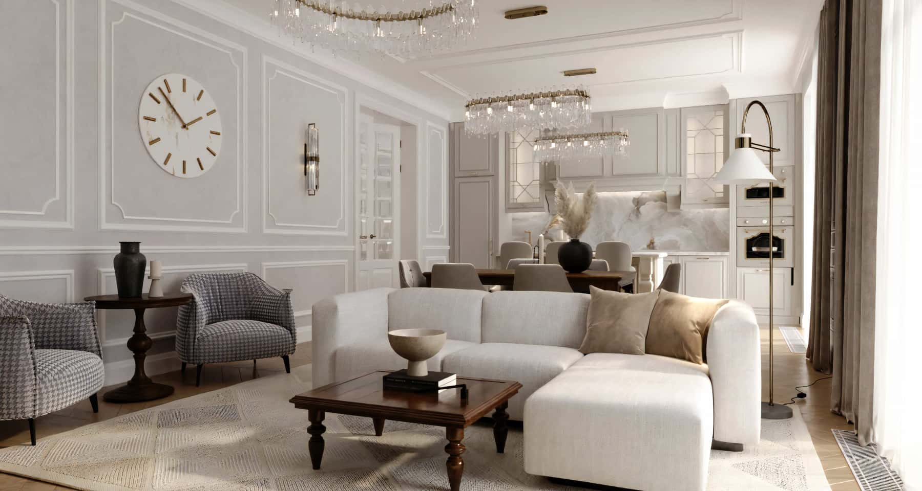 Projekt jasnego salonu w stylu minimalistycznym z użyciem farb akrylowych w 2026.