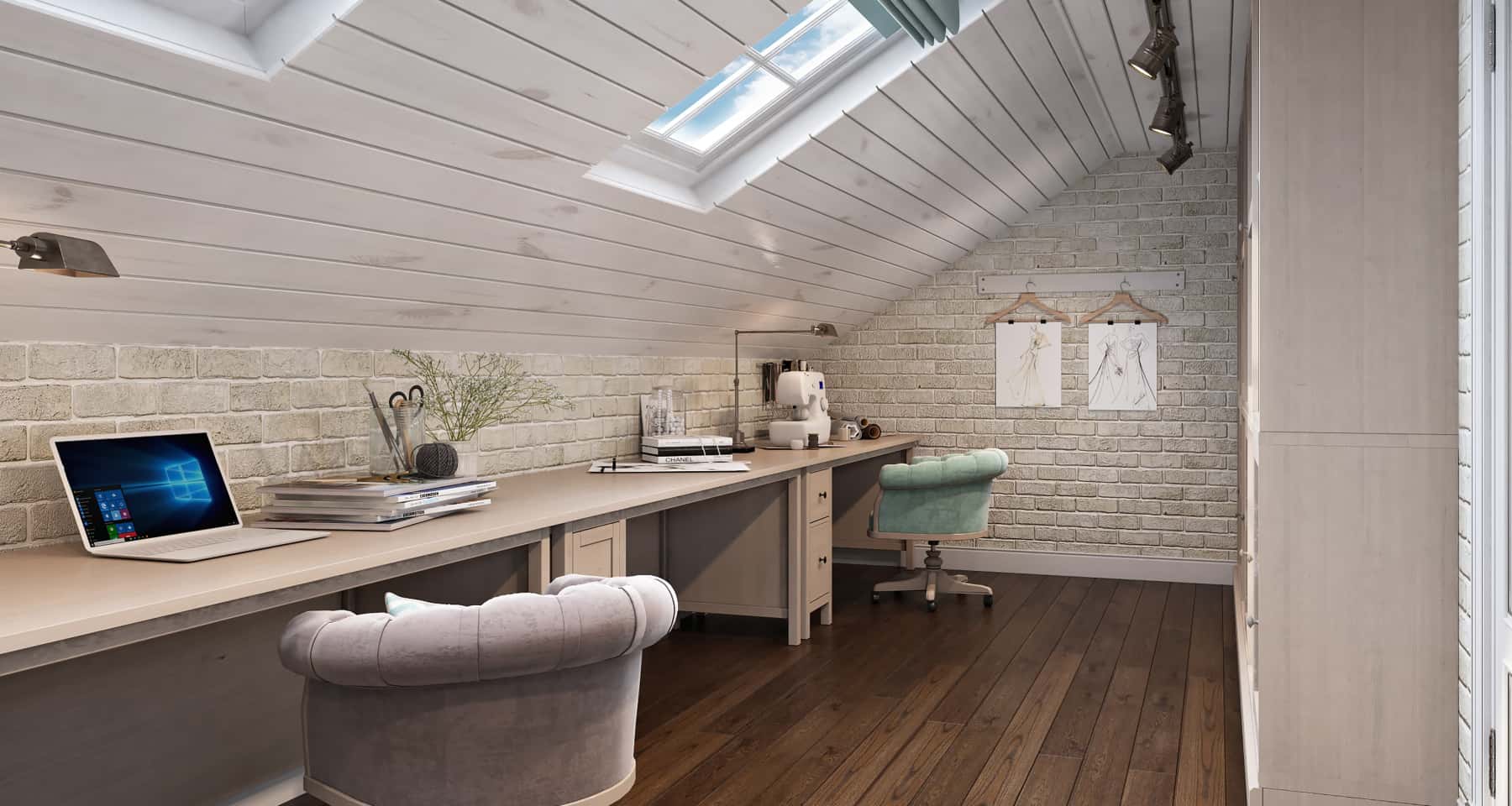 Aranżacja wnętrza domu dwupiętrowego w nowoczesnym stylu z elementami ergonomii.