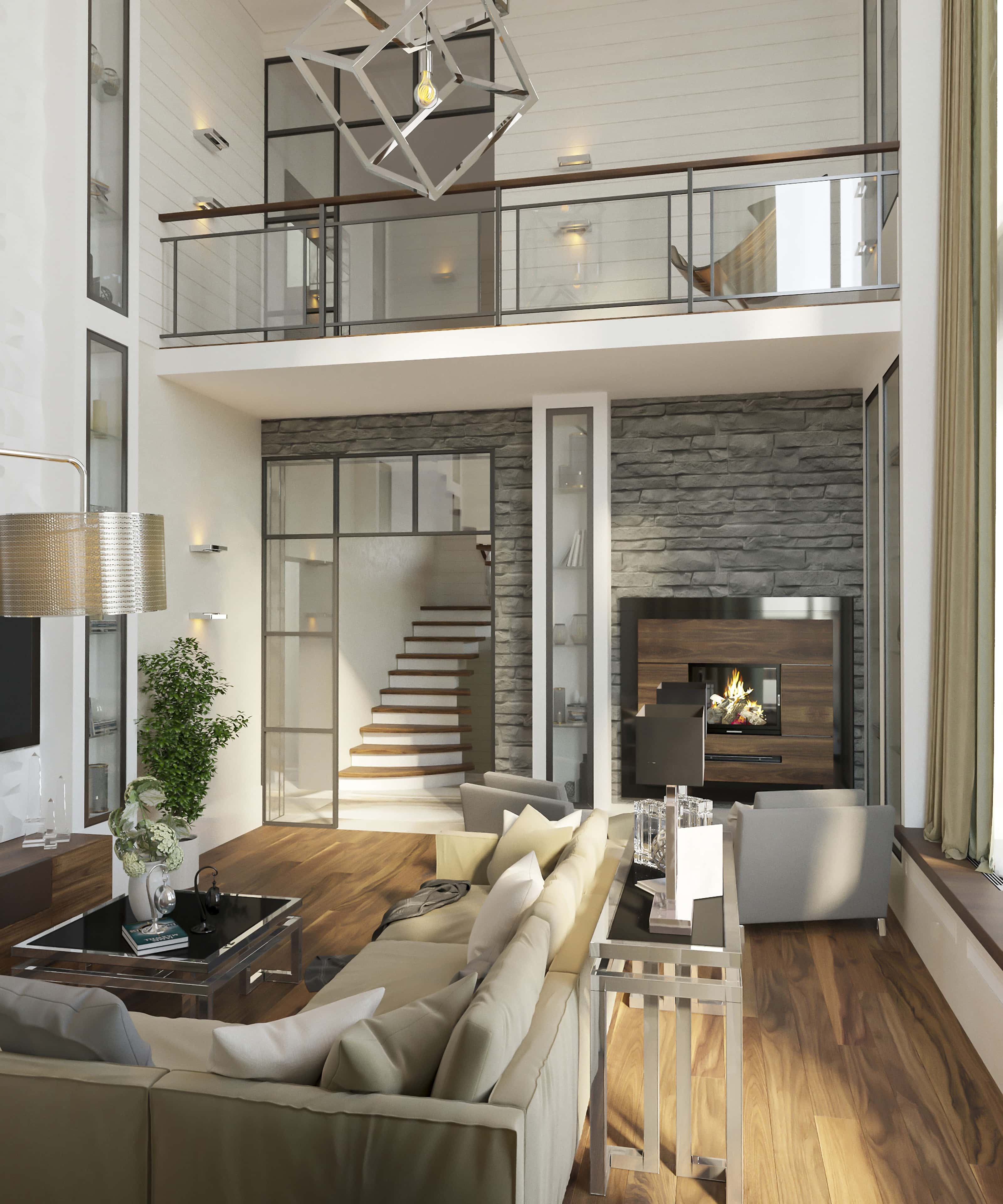 Dwupiętrowy dom 2026: welurowe panele w sypialni dodają elegancji i komfortu.