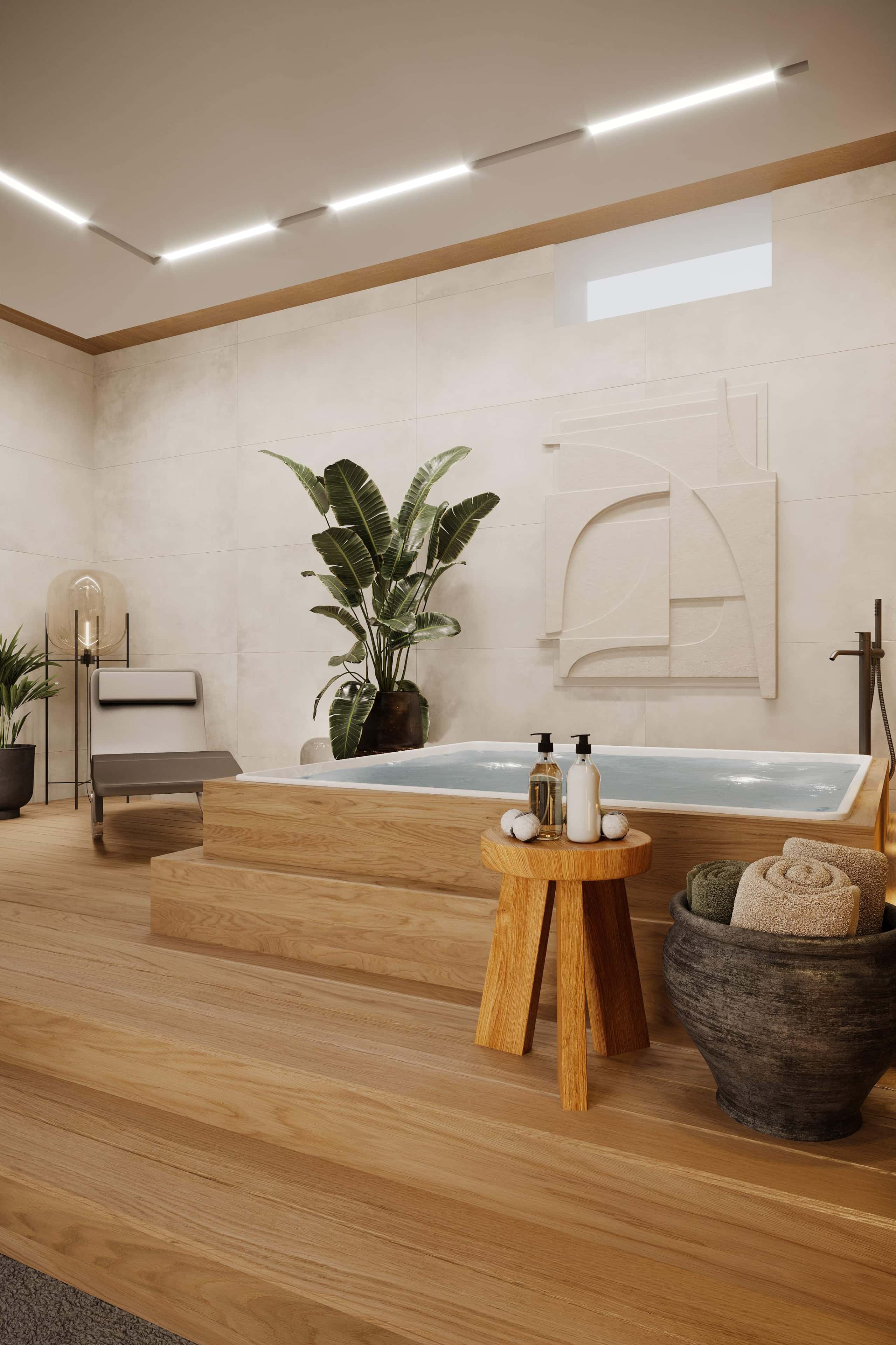 Nowoczesny dizajn wnętrza dwupiętrowego domu z welurowymi panelami ściennymi 2026