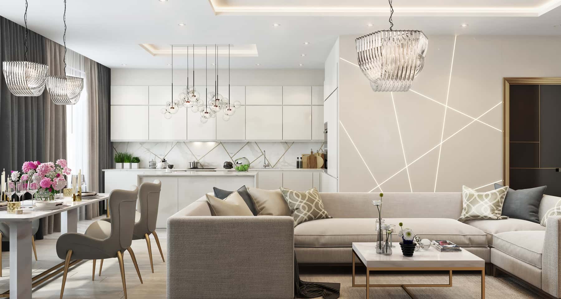 Inspirująca aranżacja kuchni z salonem z dbałością o detale i wydajną wentylację.