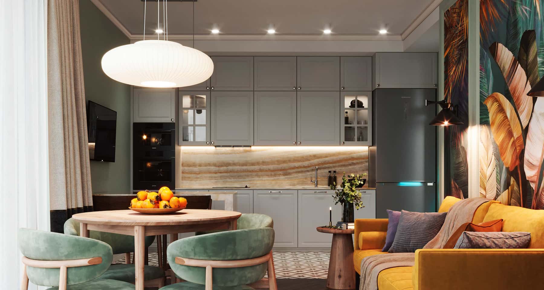 Wydajna wentylacja w kuchni z salonem: okap wyspowy, aranżacje 2026