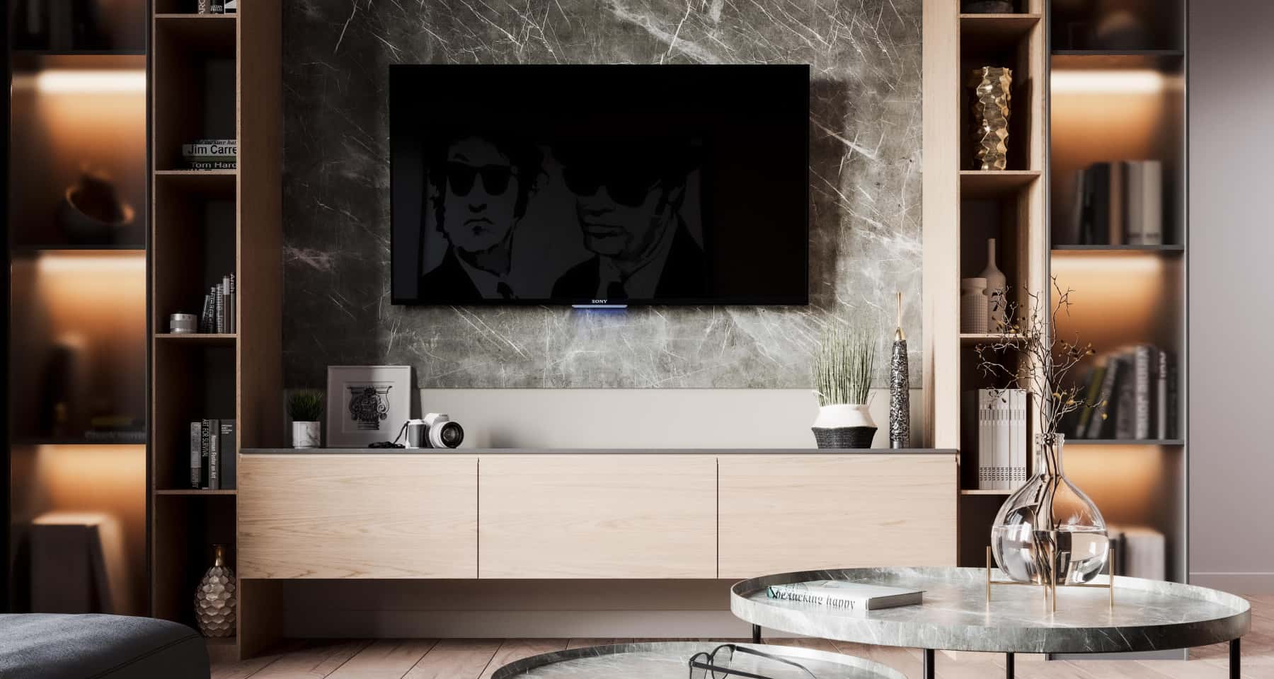 Projekt czarnego wnętrza mieszkania z motywami loftu męskiego i 2026 roku