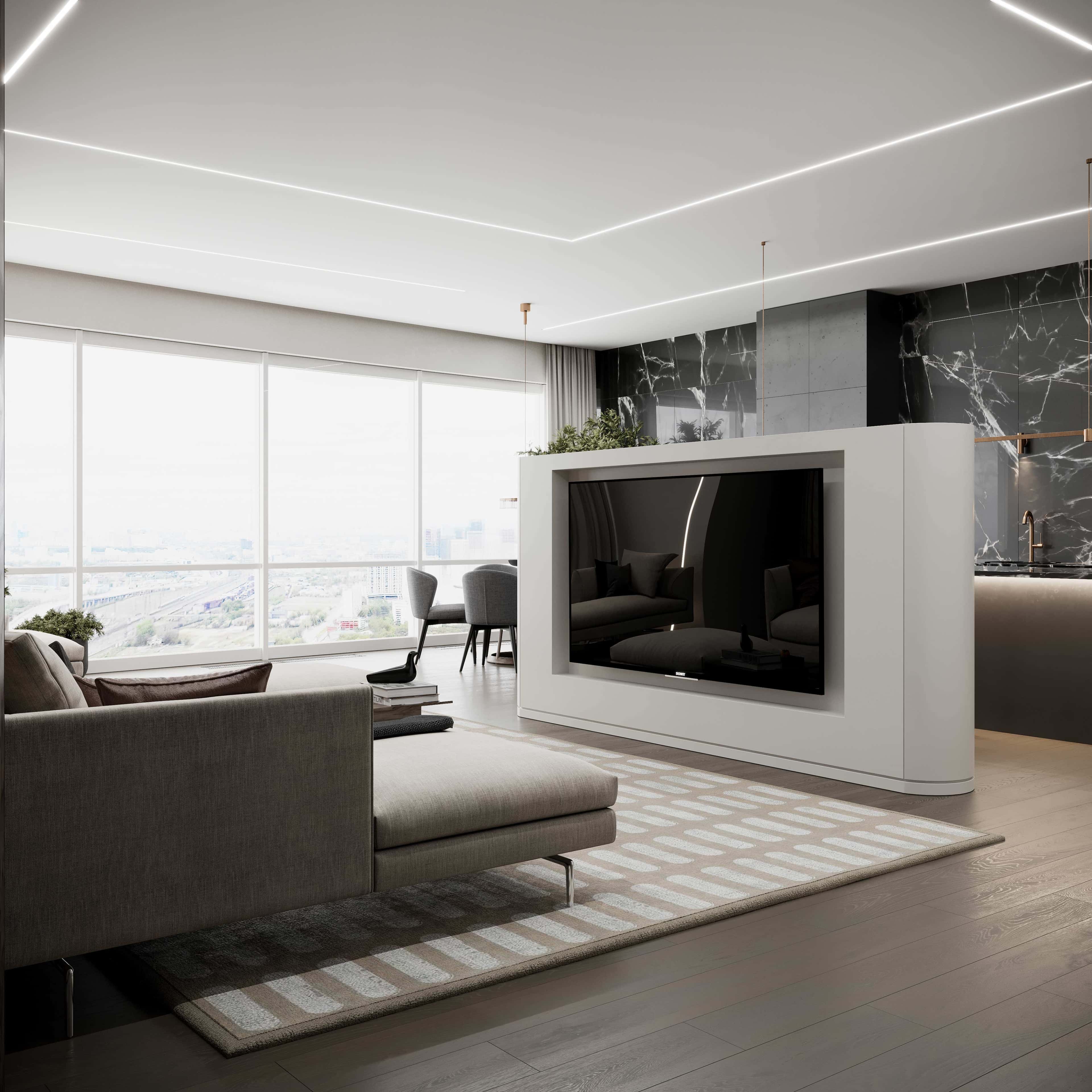 Szare wnętrza mieszkań 2026: Elegancka łazienka z szarymi płytkami i białymi akcentami.