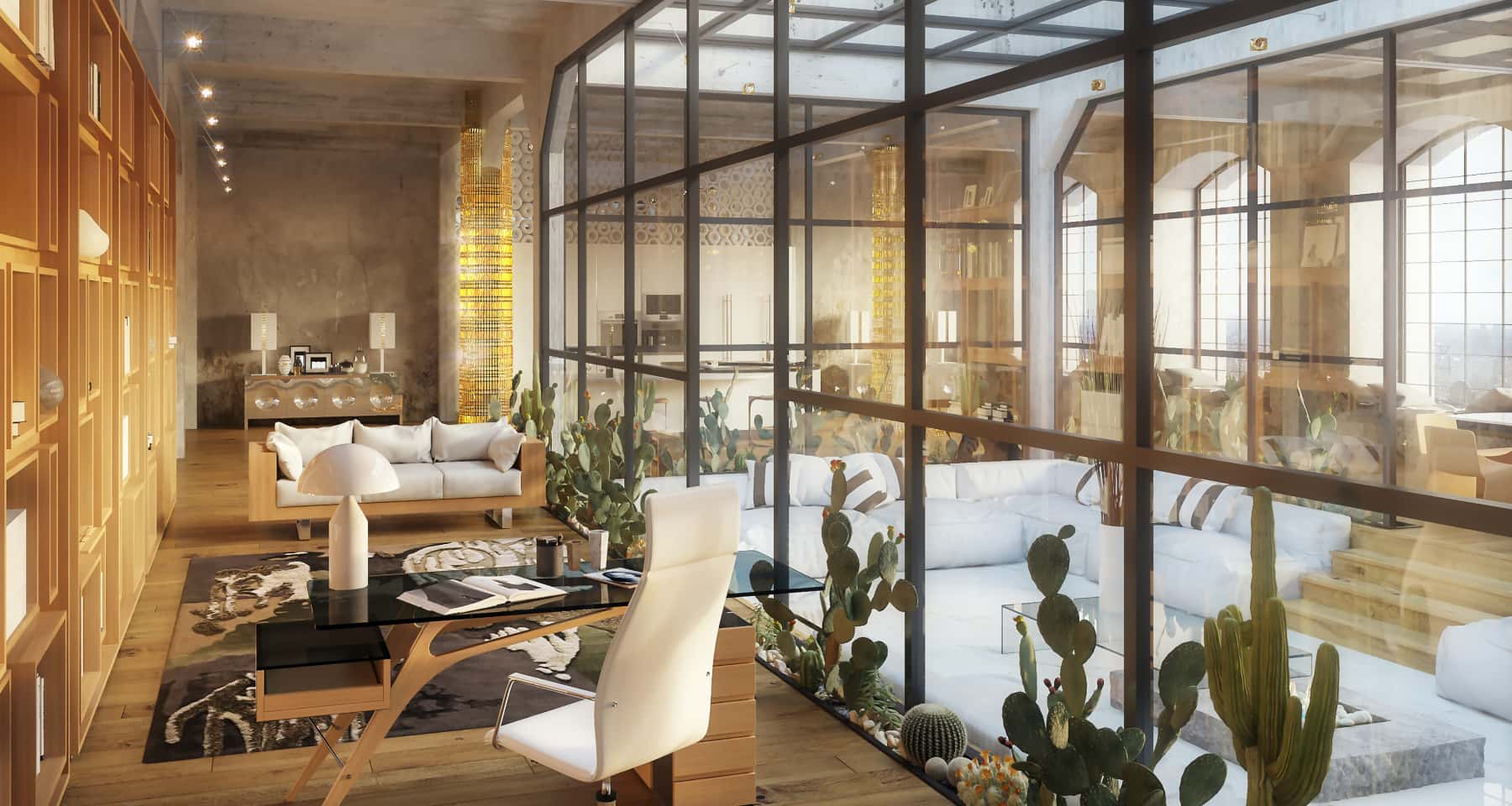 Męskie wnętrze 2026: kuchnia z ciemnymi szafkami i blatem z fakturą kamienia.