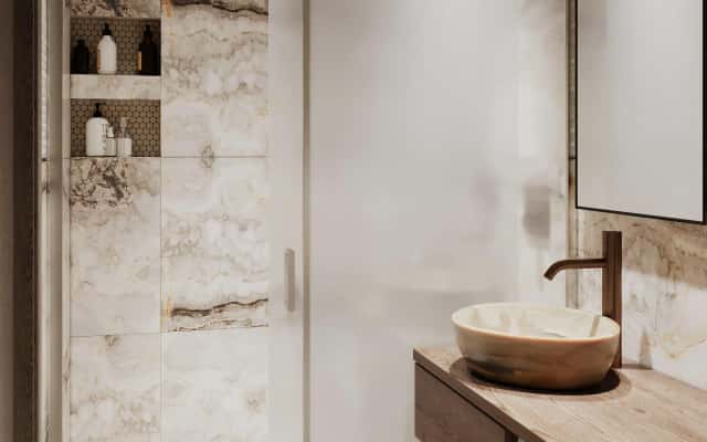 Męskie wnętrze 2026: jadalnia z ciemną kolorystyką i elementami stylu loft.