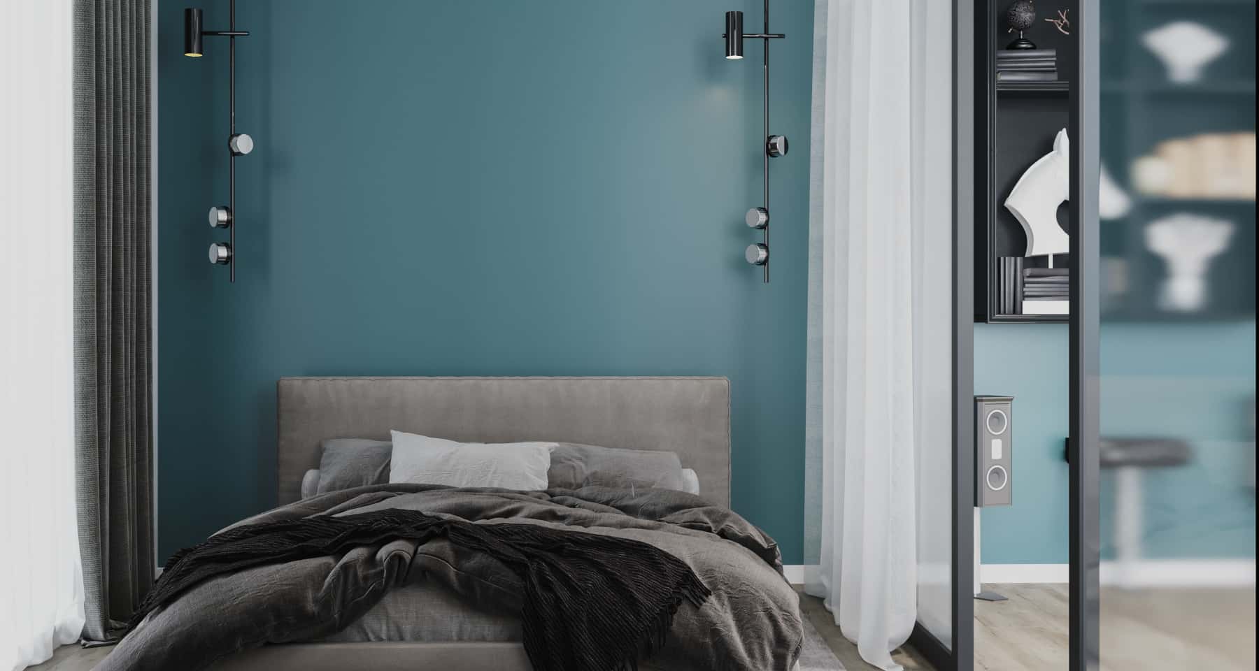 Męskie wnętrze 2026 z elementami stylu loft, fakturami drewna i ciemną kolorystyką.