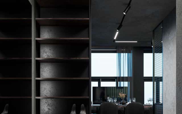 Męskie wnętrze 2026: Sypialnia z ciemnymi ścianami i elementami drewna